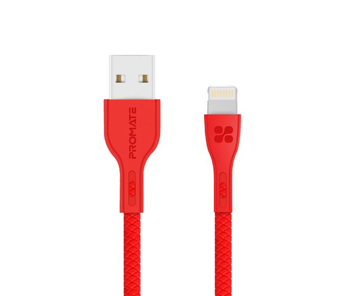 Promate Powerbeam-i Lightning to USB-A Charging Cable - 1.2 Metre, Red - Zoom Image 7