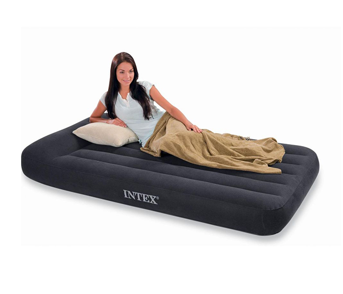 Intex ZX-66779 Inflatable Twin Size Pillow Rest Classic Airbed with Electric Pump - Black - Zoom Image 1