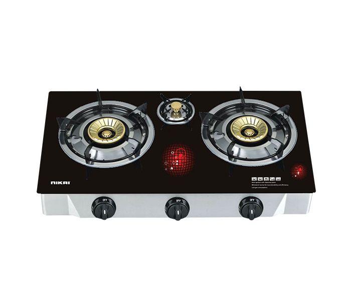 Nikai NG7093GSFN Triple Gas Burner Black and Silver - Zoom Image