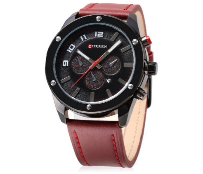 Curren 8204 Analog Quartz Watch For Men Brown and Black - Zoom Image 1