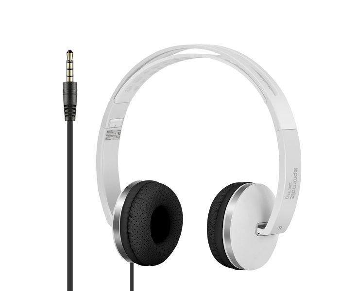 Promate Swing Dynamic On-Ear Stereo Headset with Hi-Fi Sound,White - Zoom Image 6