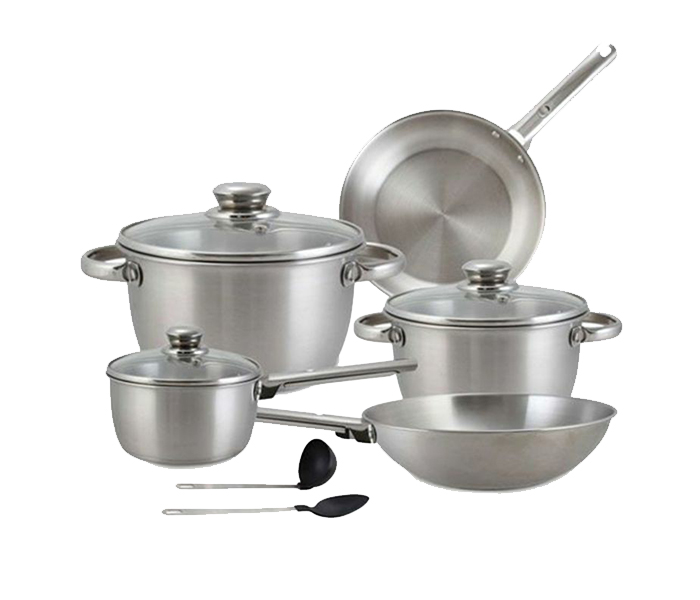 Royalford RF8408 10 Pieces Stainless Steel Ensemble Cookware Set - Silver - Zoom Image