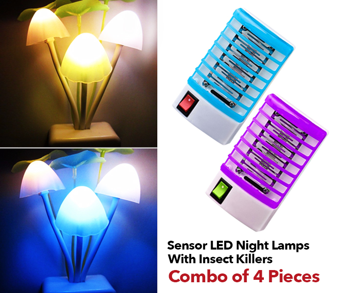 Sensor LED Night Lamps With Insect Killers Combo of 4 Pieces  - Zoom Image 4