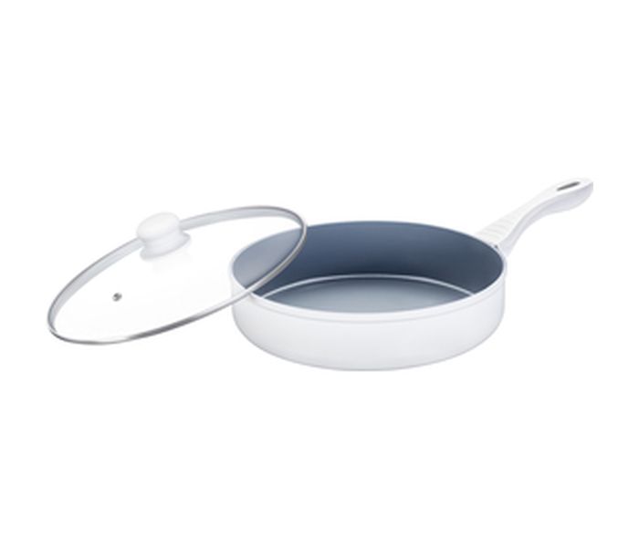 Lamart LT1107 28CM Ceramic Frypan with Lid, White - Zoom Image 1