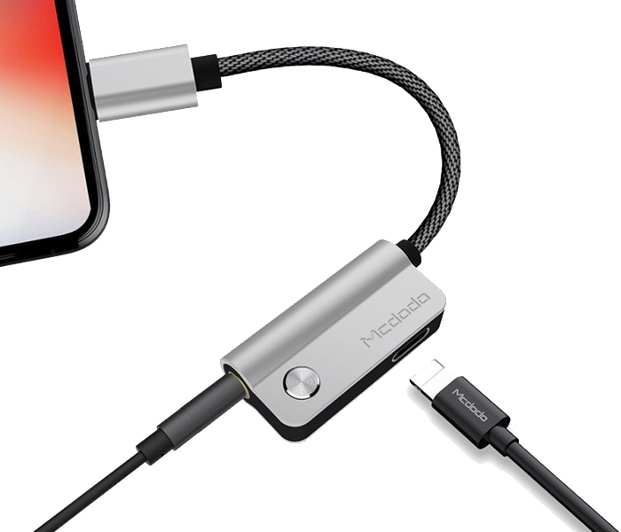 Mcdodo CA-3470 iPhone Lightning to Lightning & Audio 3.5mm Splitter - Silver - Zoom Image 4