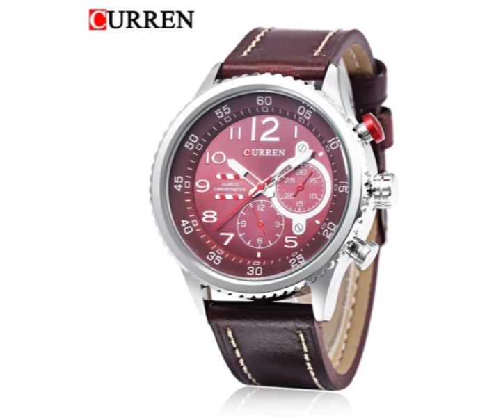 Curren 8179 Casual Analog Quartz Watch For Men Silver And Red - Zoom Image 1