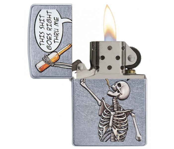 Zippo 29613 207 Drinking Skeleton Design Lighter Silver - Zoom Image 1