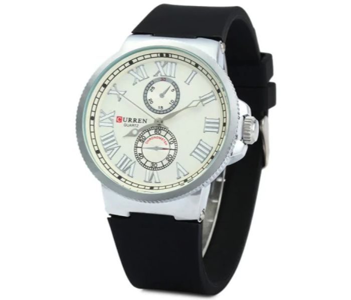 Curren 8160 Quartz Analog Watch For Men Black And White - Zoom Image 1