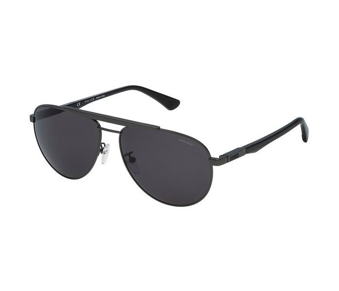 Police SPL364 0627 Aviator Dark Black Frame & Grey Gradient Mirrored Sunglasses for Men - Zoom Image