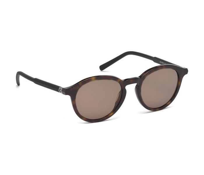 Mont Blanc MB 608S 52J Round Havana Frame & Brown Mirrored Sunglasses for Men - Zoom Image 2