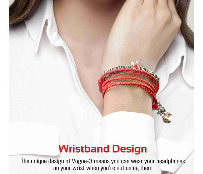 Promate VOGUE-3 Wearable Bracelet Style Stereo Earphones with Pandora Beads - Red - Zoom Image 4