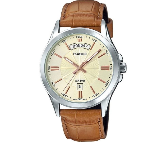 Casio MTP-1381L-9AVDF Mens Analog Watch Brown and Beige - Zoom Image