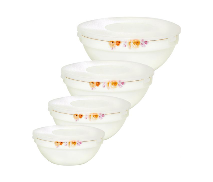 Royalford RF2303-SB3 Opal Ware Stackable Bowl - 4 Pieces, White - Zoom Image