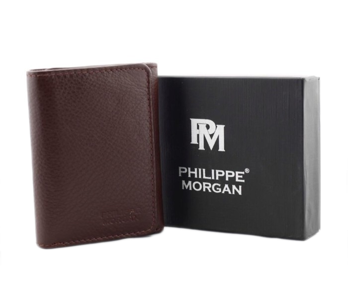 Philippe Morgan PM003 Men Leather Trifold Wallet Brown - Zoom Image 1