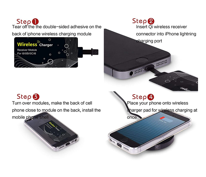 Ultra Thin Wireless Charging Qi Receiver for Apple iPhone - Zoom Image 2