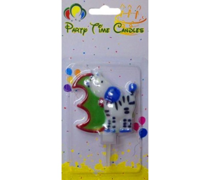 Party Time M116 Animal Birthday Candle 3 Multicolor - Zoom Image