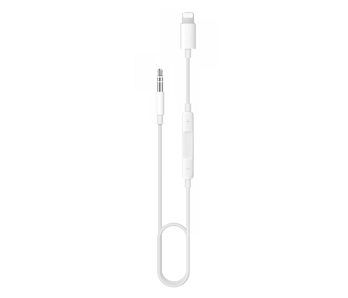 MH021 Lightning to 3.5 mm AUX Audio Wire Control Adapter Cable - 1 Meter, White - Zoom Image 1