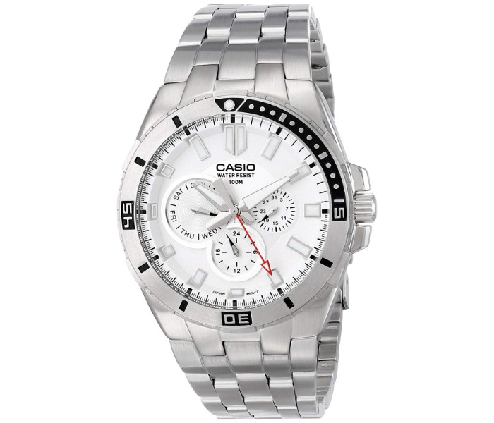 Casio MTD-1060D-7AVDF (CN) Mens Analog Watch White and Silver - Zoom Image