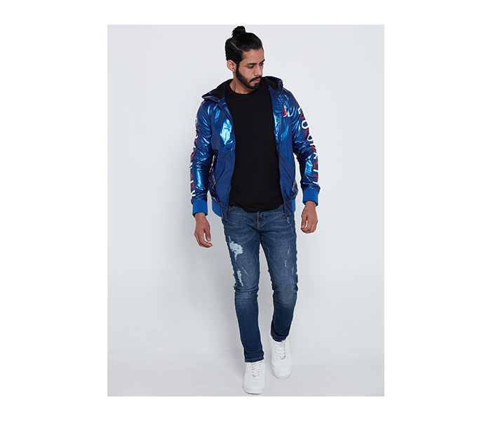 Lynk LY10066 Printed Stylish Youth Bomber Jacket For Men M - Blue - Zoom Image 3