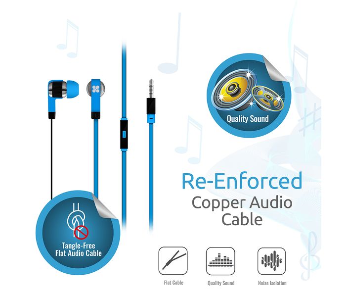 Promate Swish Universal Trendy Stereo Earphone with Noise Isolation, Blue - Zoom Image 3