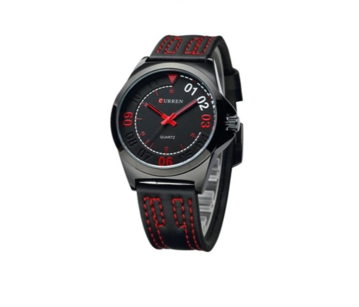 Curren 8153 Leather Strap Analog Watch For Men Black - Zoom Image 2