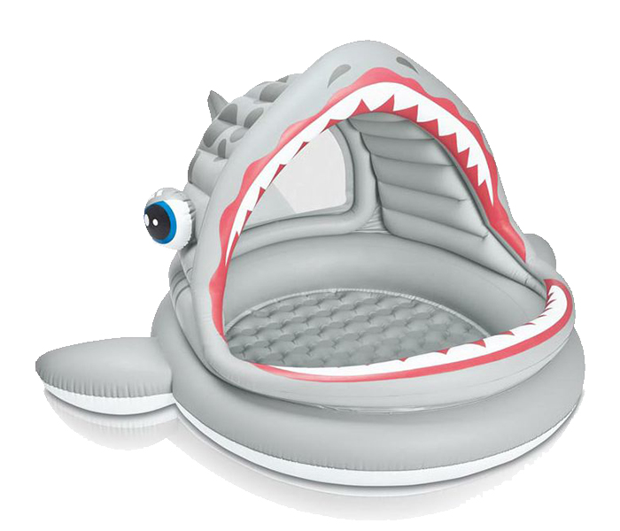 Intex ZX-57120 201 x 198 x 109CM Inflatable Big Mouth Shark Baby Water Pool - Grey - Zoom Image 2