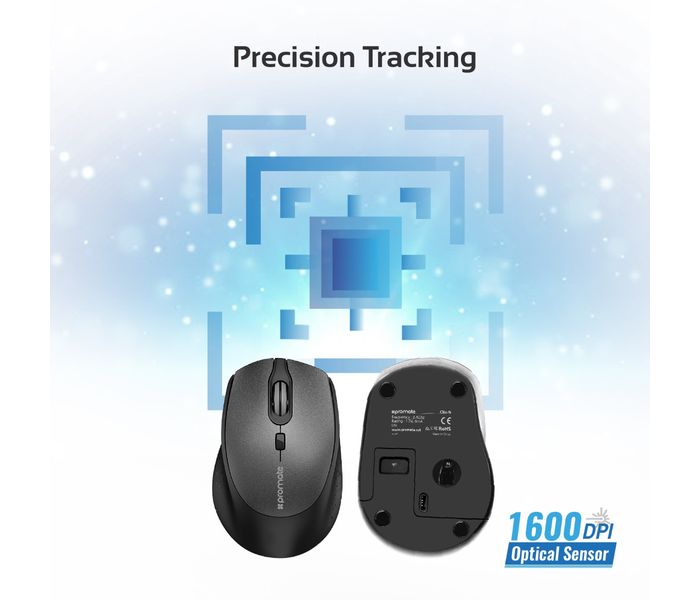 Promate Clix-5 2.4GHz Wireless Optical Mouse with Precision Scrolling, Black - Zoom Image 5