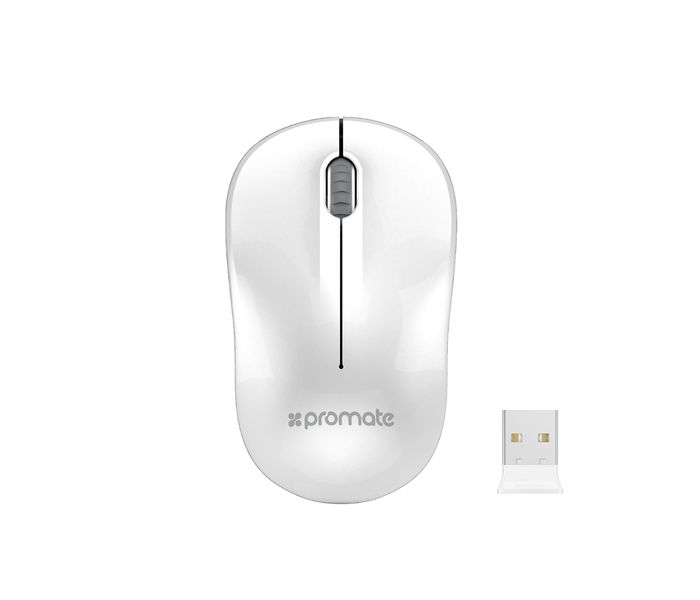 Promate Clix-1 2.4Ghz Optical Wireless Mouse with Nano Bluetooth USB Receiver, White - Zoom Image 8