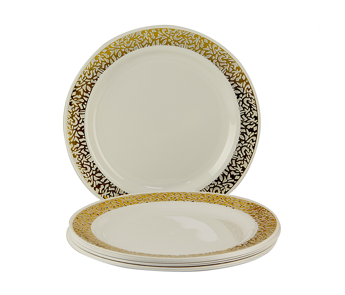 Rosymomen 2378 10-inch Plastic Round Plate Set - 10 Pieces, Gold - Zoom Image 3