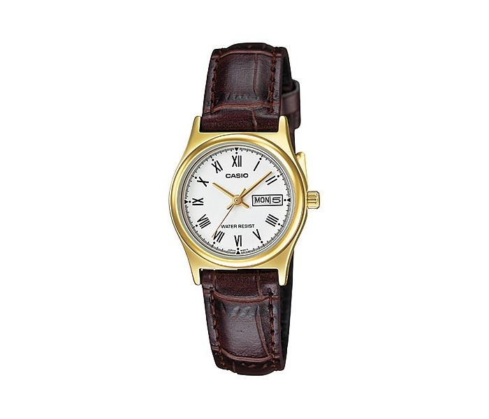 Casio LTP-V006GL-7BVDF Womens Analog Watch Brown and White - Zoom Image