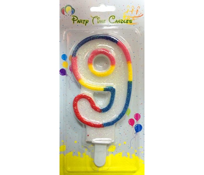 Party Time M098 Number 9 Birthday Candle Multicolor - Zoom Image