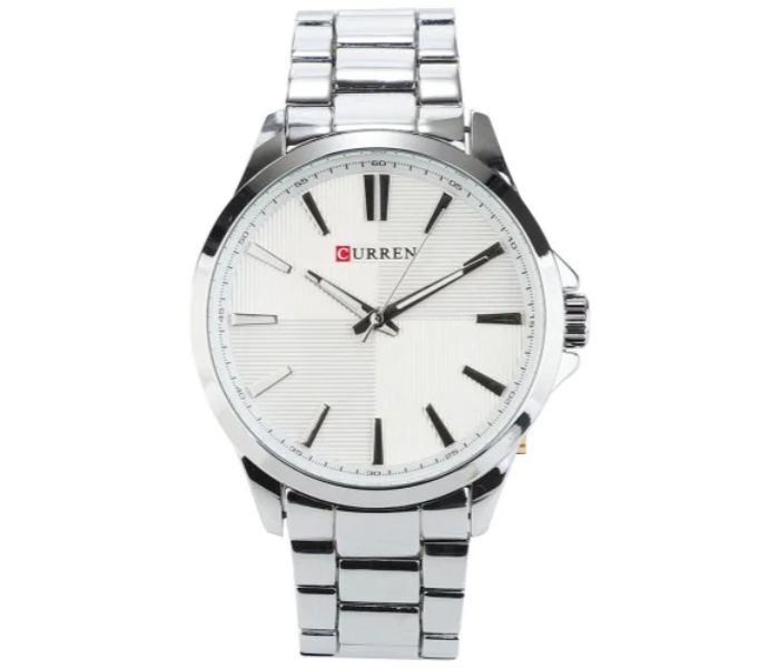 Curren 8322 Waterproof Quartz Watch For Men Silver And White - Zoom Image