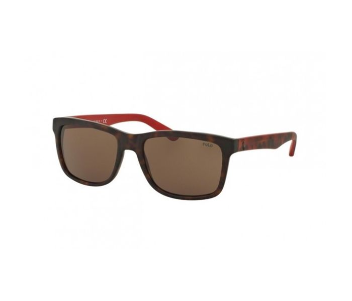 Polo Ralph Lauren Ph4098 560173 Rectangle Havana & Red Frame and Brown Mirrored Sunglasses for Unisex - Zoom Image