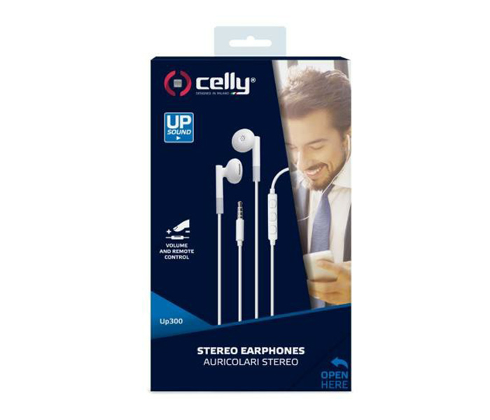 Celly UP300 3.5mm Stereo Earphones with Ultra-Light Drop Shaped Caps - 1.2 Meter, White - Zoom Image 2