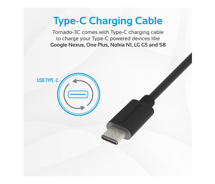 Promate Tonardo-3C.UK Heavy Duty Home Charger with USB Type C Connector, Black - Zoom Image 4