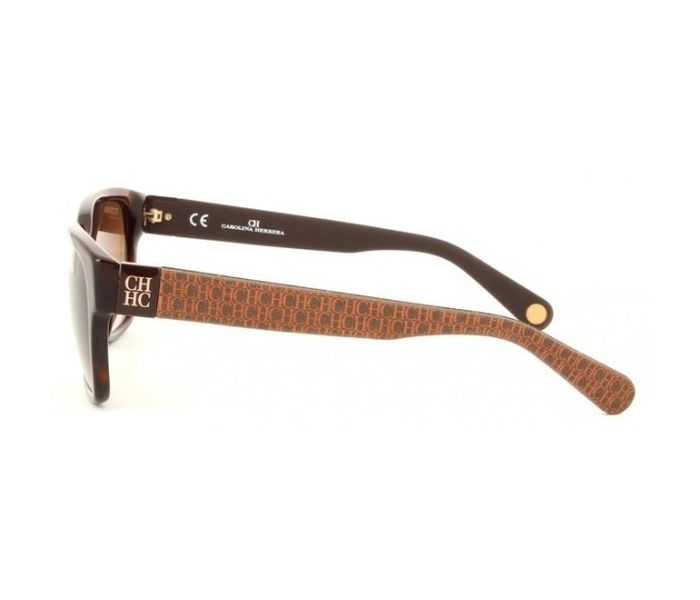 Carolina Herrera SHE645 09XK Wayfarer Brown Paneling Printed Logos Orange Frame Sunglasses for Women - Zoom Image 2