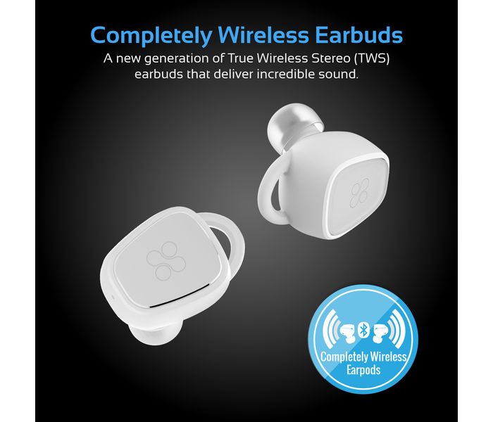 Promate Trueblue-2 High Definition True Wireless Stereo Earbuds with Portable Charging Case, White - Zoom Image 1