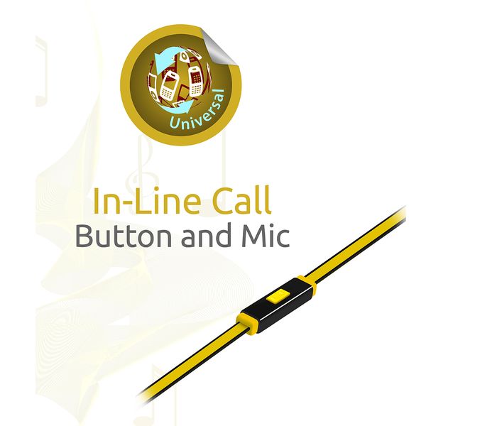 Promate Swish Universal Trendy Stereo Earphone with Noise Isolation, Yellow - Zoom Image 5