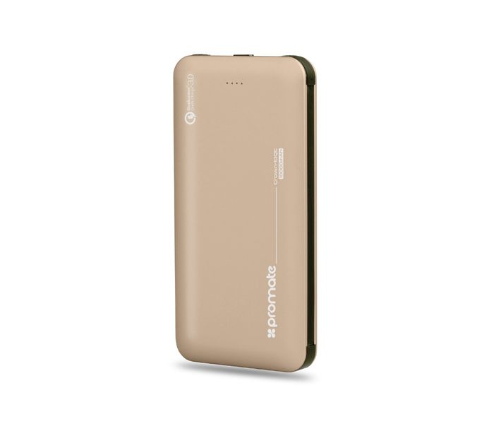 Promate Crown-10QC 10000 mAh Portable Power Bank with 18W USB Type C Charging Port, Gold - Zoom Image 11