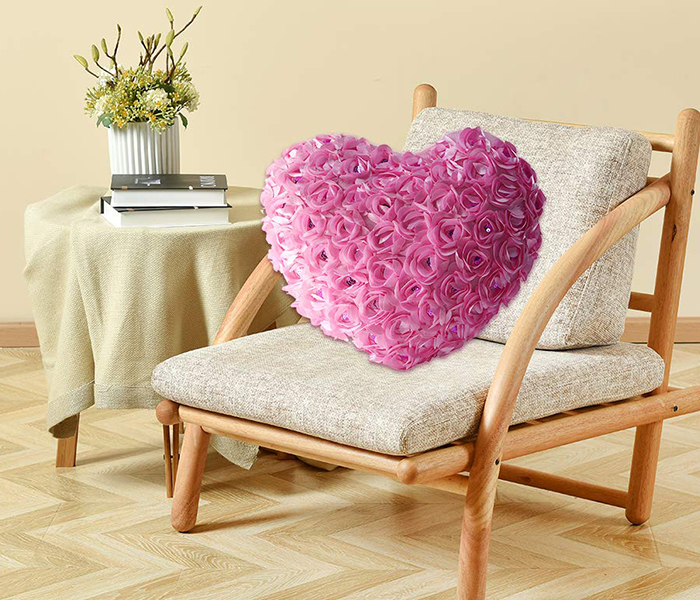 Rose Flowers Accent Pillows Heart Shaped Cushion - Rose - Zoom Image 3