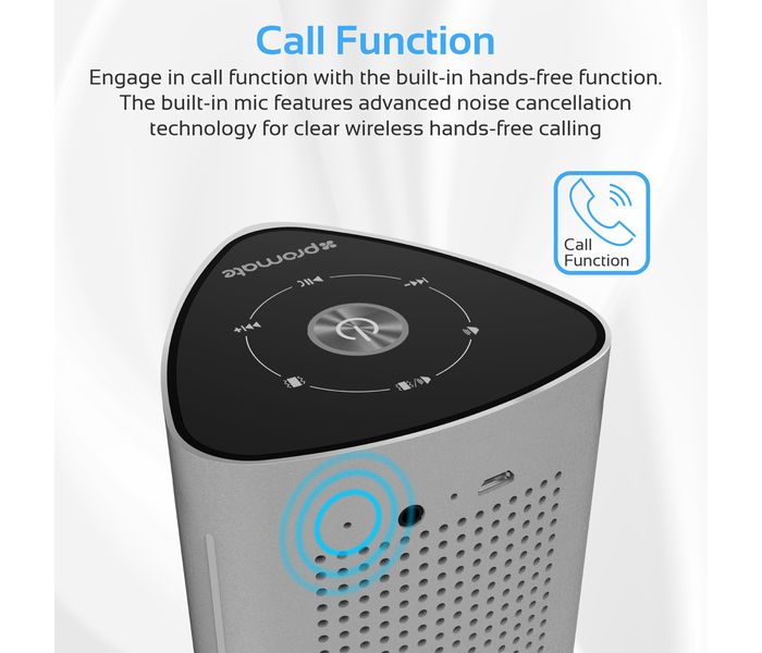 Promate Cyclone Portable Bluetooth Speaker with Touch Control System - Grey - Zoom Image 2