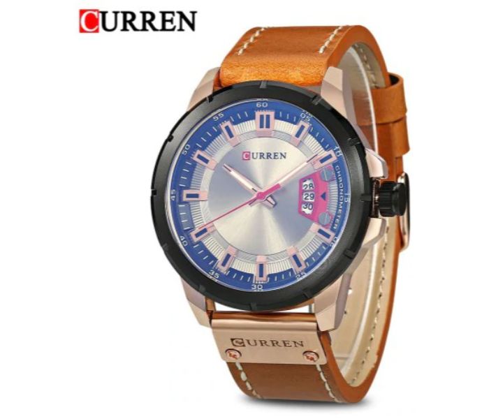 Curren 8284 Analog Quartz Watch For Men Brown and Blue - Zoom Image 1