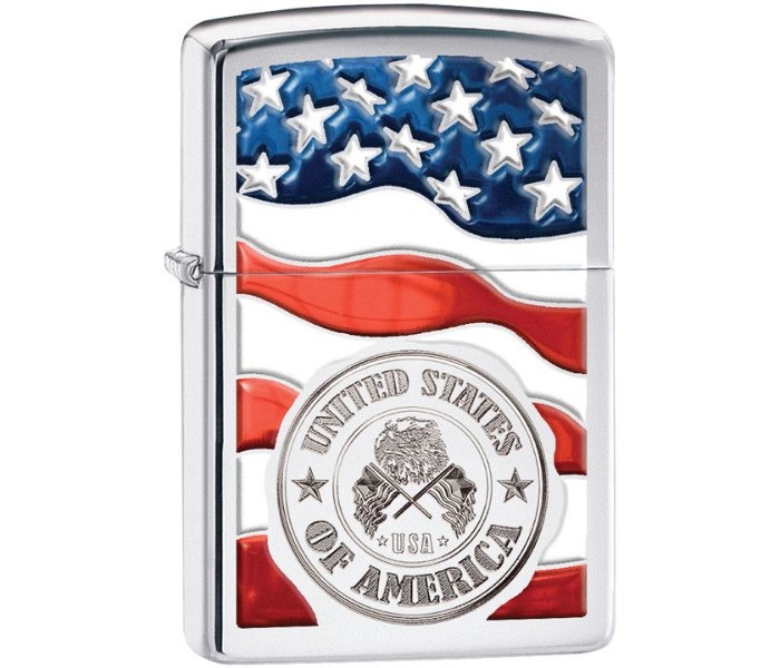 Zippo 29395 250 America Stamp on Flag Lighter Multicolor - Zoom Image