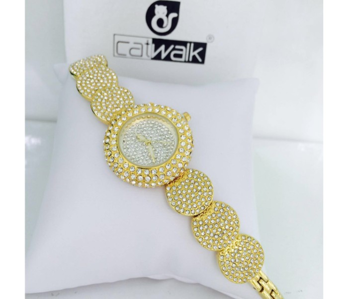 Catwalk CW-158 Genuine quality Fashionable Cz Watch For Women - Gold - Zoom Image