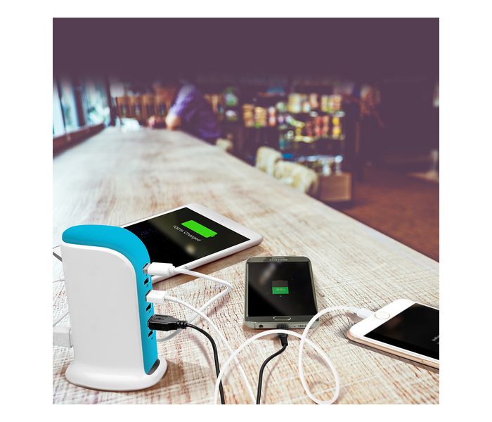 Promate PowerBase 8000mAh Ultra Fast AC Charging Station with 6 USB Ports, White - Zoom Image 3