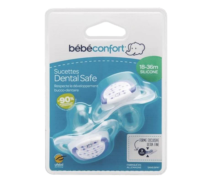 Bebe Confort 3104206000 Dental Safe Silicone Little Valleys Pacifiers - 2 Pieces, White & Blue - Zoom Image 2