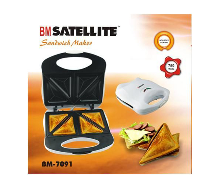 BM Satellite BM-7091 750 Watts Sandwich Maker - White - Zoom Image 2