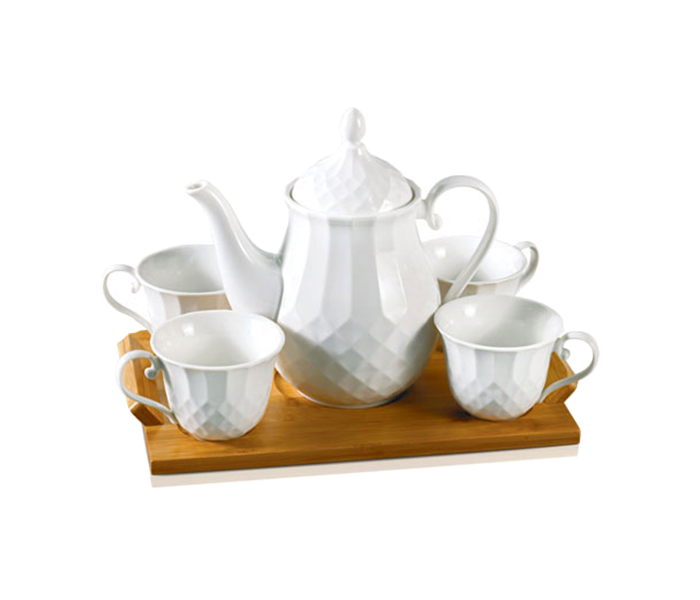 Royalford RF8683 Porcelain Tea Sets with Bamboo Tray - White - Zoom Image 2