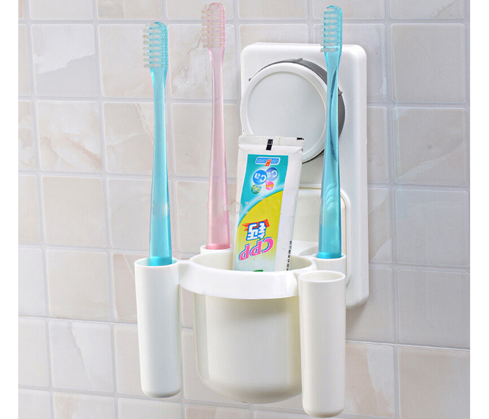 Suction Cups Bathroom Wall Toothbrush Holder - White - Zoom Image 1