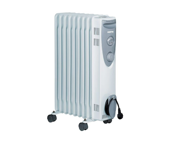 Geepas GRH9537 9 Fins Oil Filled Room Heater, White - Zoom Image